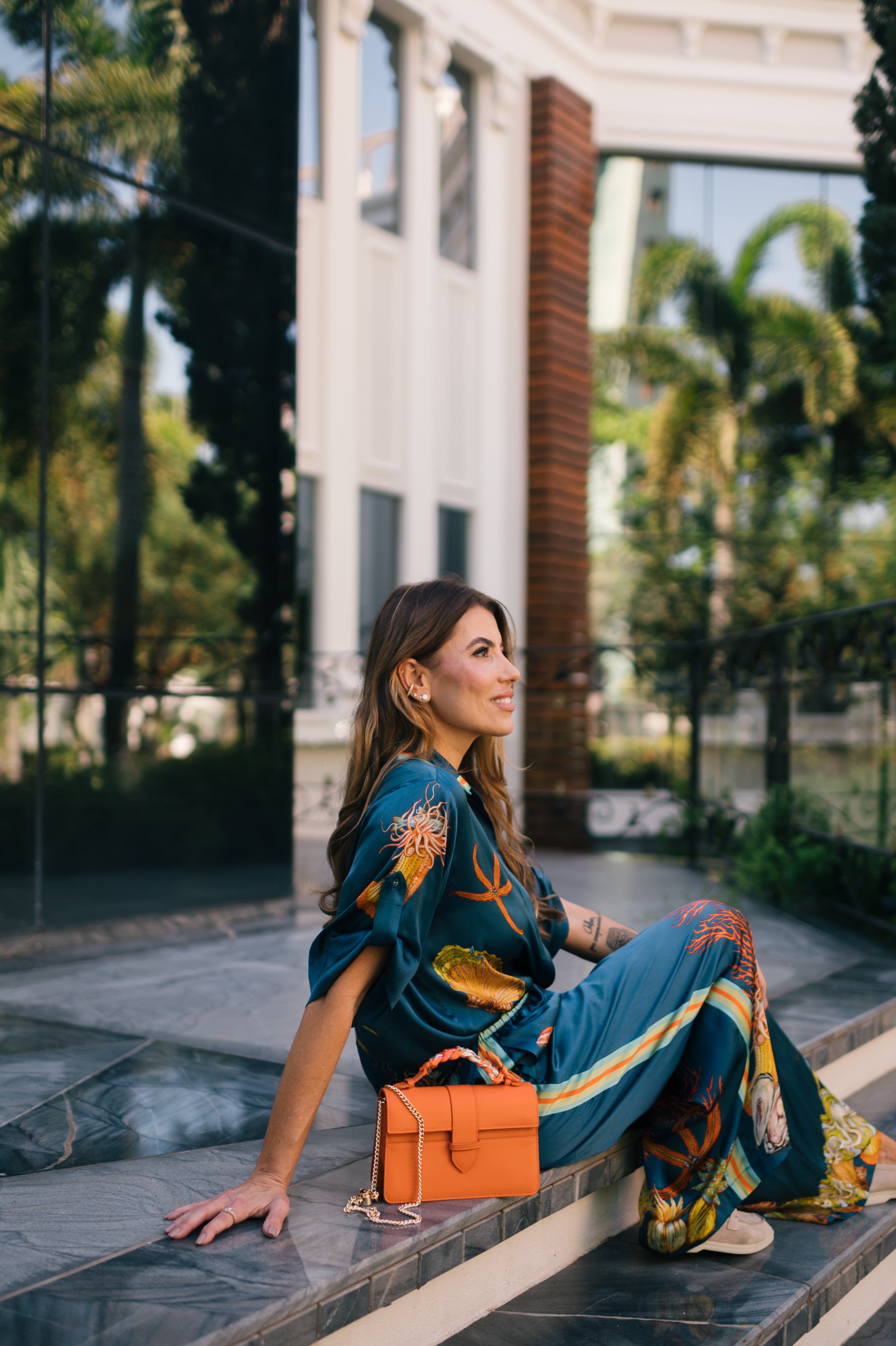 Bolsa Lille Laranja couro Epsom