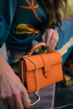Bolsa Lille Laranja couro Epsom
