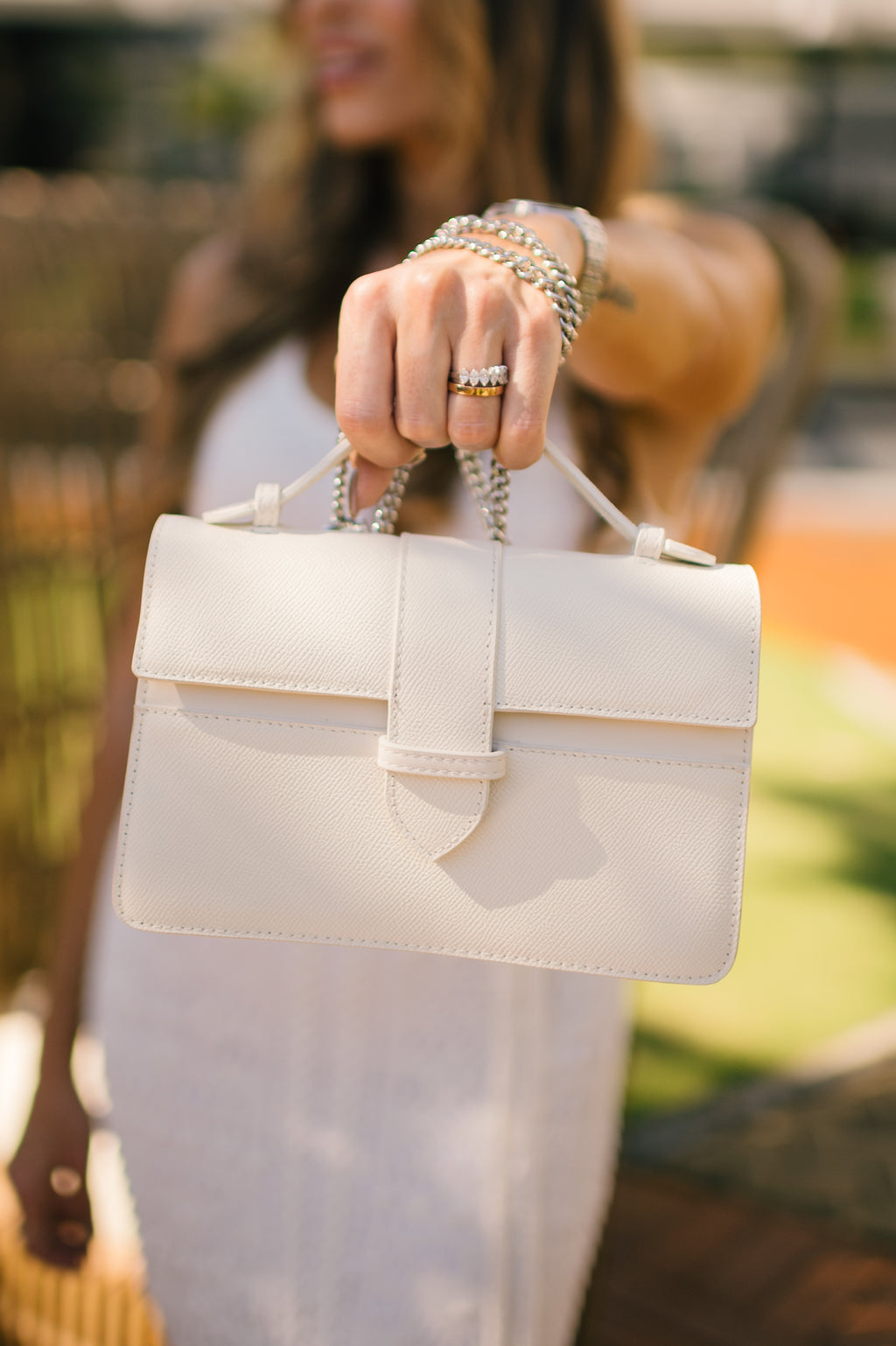 Bolsa Lille Branca couro Epsom