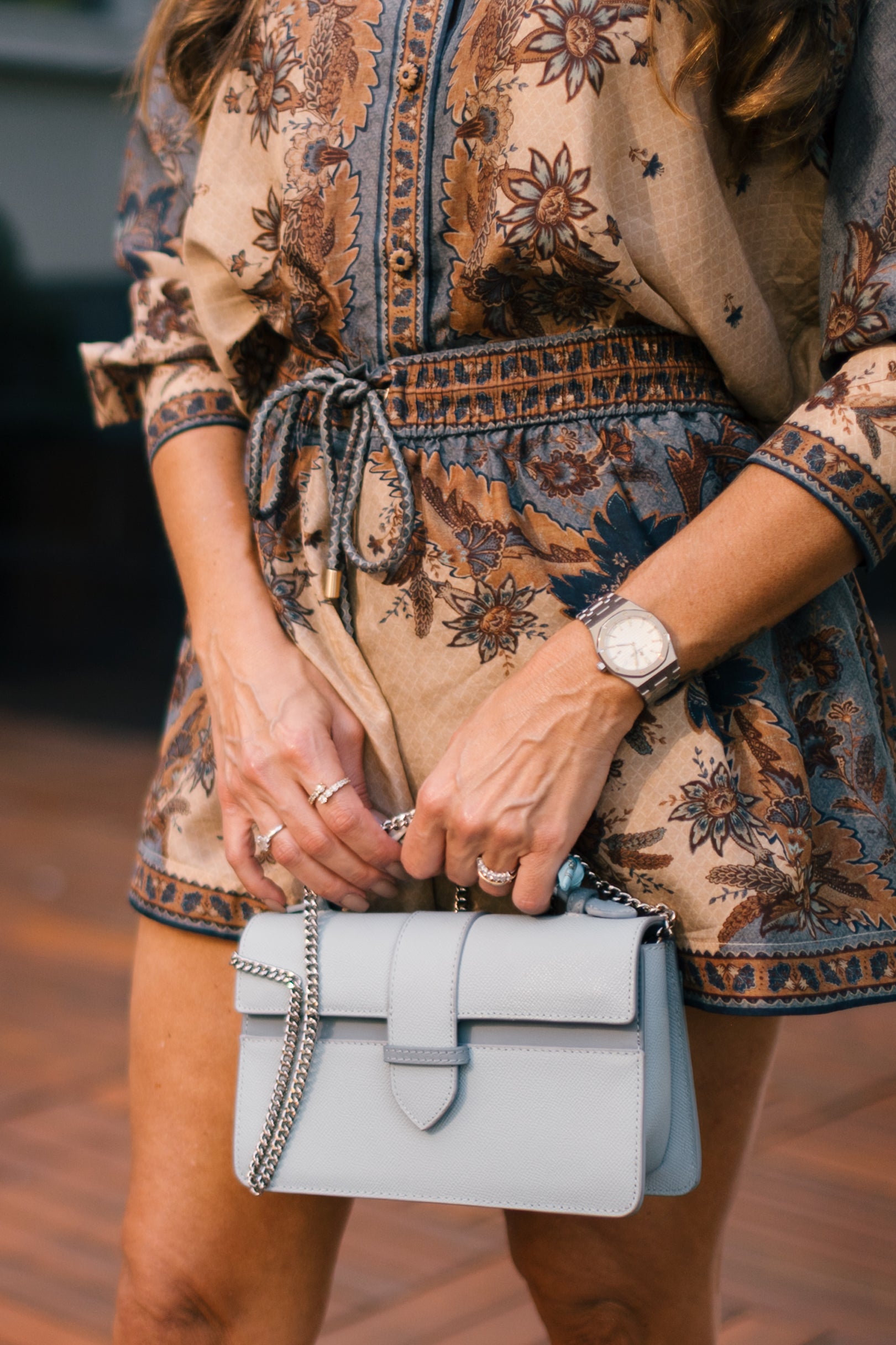 Bolsa Lille Azul couro Epsom