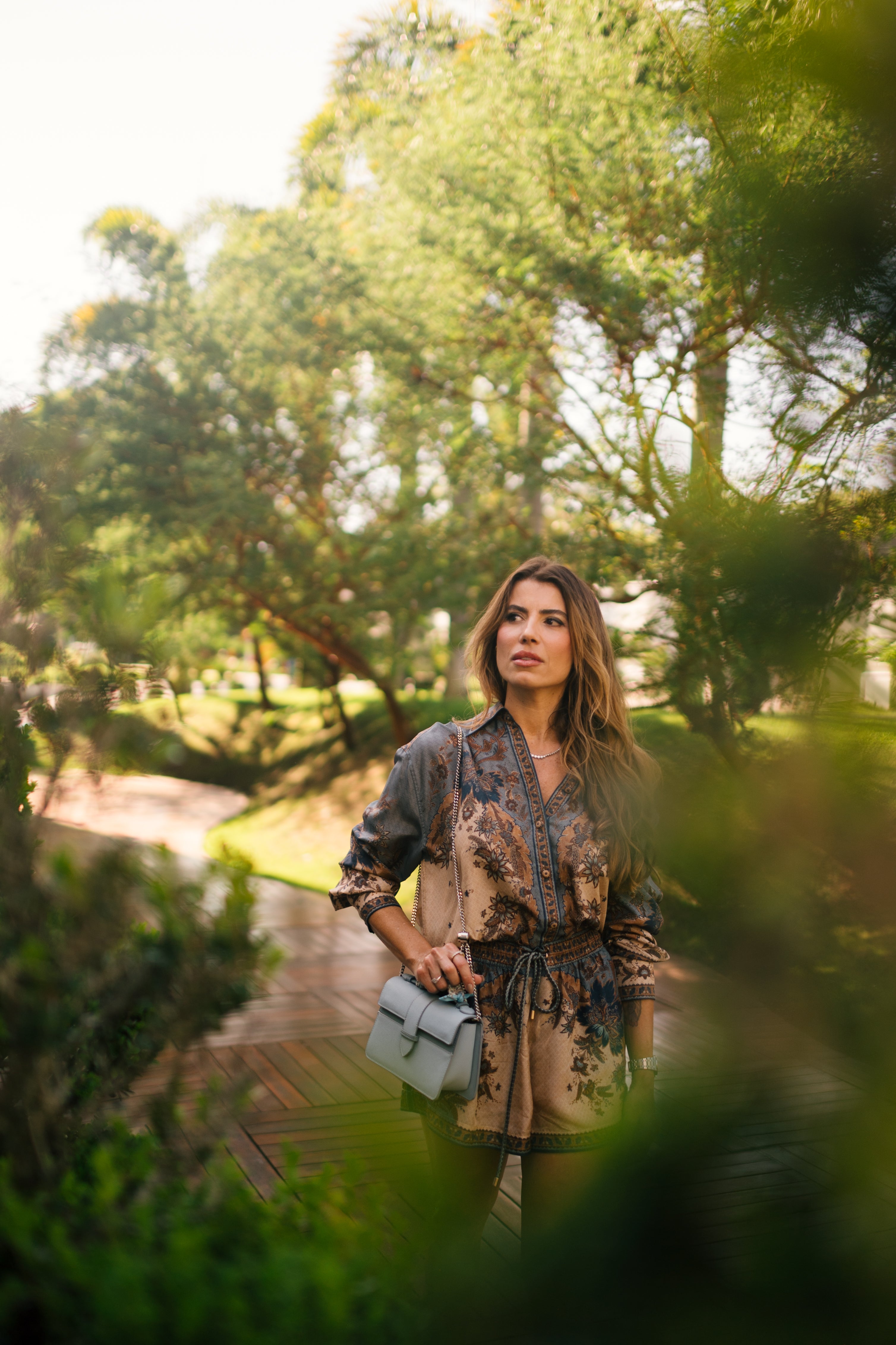 Bolsa Lille Azul couro Epsom