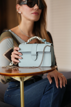 Bolsa Lille Azul couro Epsom