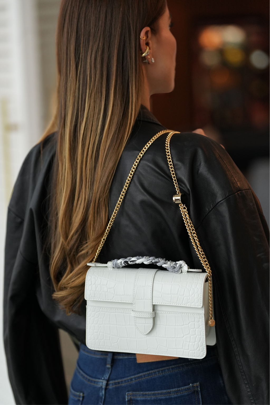 Bolsa Lille Croco Branca
