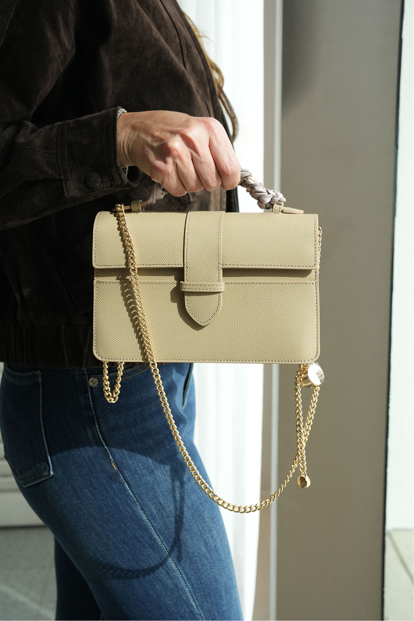 Bolsa Lille Nude couro Epsom