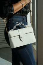 Bolsa Lille Croco Branca