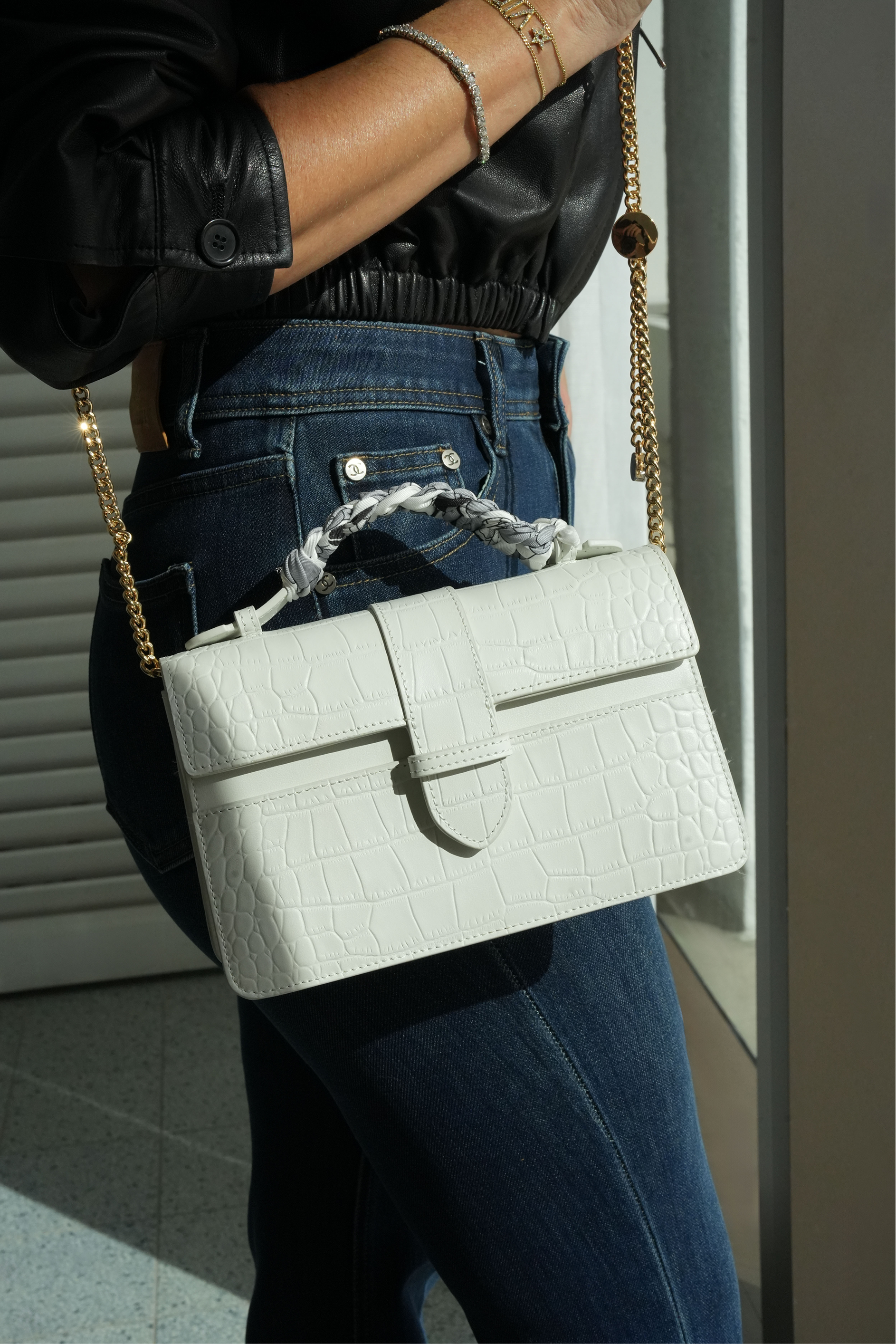 Bolsa Lille Croco Branca