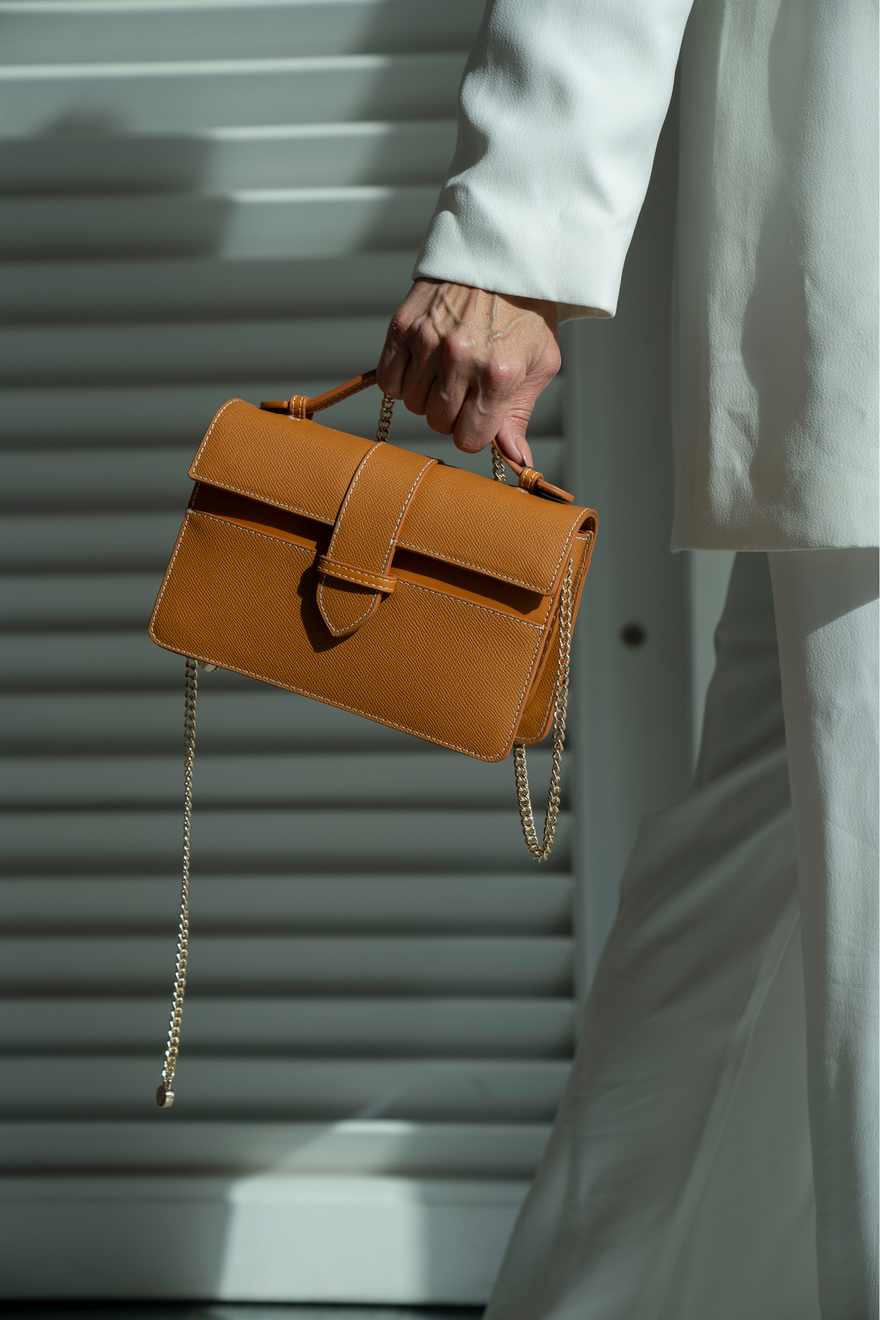 Bolsa Lille Camel couro Epsom